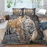 BettwäSche 220x240 Sibirischer Tiger Bettbezug Set 3 Teilig Tier Flauschig BettbezüGe...