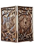 Handgefertigtes Backgammonbrett aus Holz, Tiger und Wolf, geschnitztes Design, hergestellt...