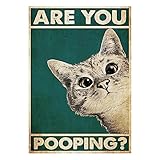 Bist Du Am Pupsen Katze Bild Poster 30X40Cm Lustiges Katzen Leinwand Gemälde...
