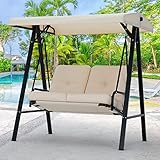 AECOJOY 2-Sitzer Outdoor Terrasse Schaukelstuhl, Baldachin Schaukel mit...