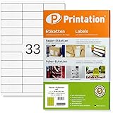 Printation Universal Etiketten 70 x 25,4 mm klebend weiß - 825 Stück 70x25,4...