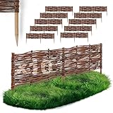 10 x BOGATECO Beeteinfassung aus Weide | 100 cm Lang & 20 cm Hoch | Holz-Zaun...