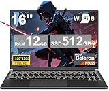 2025 Gaming Laptop 16 Zoll Win11 12+512GB SSD Unterstützung 2TB(HDD-2TB)...