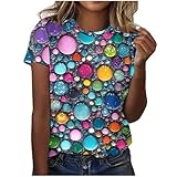 T Shirt Damen Regentropfen Gedruckte T-Shirt Ausgefallene Sommer Tshirt 3D Aufdruck...