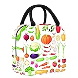 Vektorsymbole mit frischem Bio-Gemüse Große Lunchtasche Isolierte Lunchbox Soft Cooler...