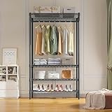 Kleiderständer auf Rollen, Schwerlast Kleiderständer Metall Garderobenständer mit...