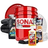 Autowäsche Set - SONAX: Autoshampoo Glanz Shampoo Konzentrat - GritGuard Wascheimer mit...