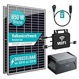 PIANETA Balkonkraftwerk 850W Bifazial / 800W mit 1.6KW Speicher Anker Solix, 2 x 425w Ja...