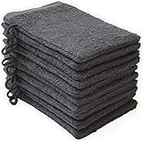 NatureMark 10er Pack Frottee Waschhandschuhe Waschlappen 100% Baumwolle Anthrazit grau...