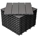 ECD Germany WPC Terrassenfliesen 30x30 cm 55er Spar Set für 5m² Anthrazit in Holzoptik...