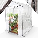 Arebos Premium Foliengewächshaus Gewächshaus mit 2 Ebenen - 120 x 186 x 190 cm Treibhaus...