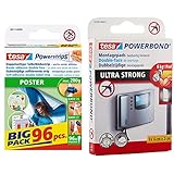 tesa Powerstrips POSTER Big Pack -96 Stück & Powerbond Ultra Strong...