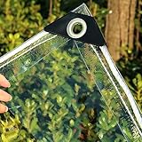Transparente, robuste, wasserdichte Plane mit Ösen, dickes Doppel-PVC, transparente...