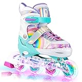 SULIFEEL Rainbow Unicorn Einstellbare beleuchtete Inline-Skates für Kinder Mädchen...