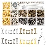 Deepton Ledernieten Set, 180 Sätze Leder Nieten mit Nietenzange und Lochzange,...