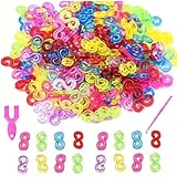Tuilful 600 bunte S-Clips, Y-Webstuhl und 1 Häkelnadel – Gummibandverbinder für...