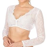 Dirndl Bluse Damen Spitze Langarm Dirndlbluse V Ausschnitt Dirndlblusen Trachten...