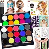 Ucokee Kinderschminke Set, 30 Farben Kinderschminken Set mit 22 Leuchtende...