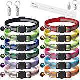 Extodry 12 Stück Reflektierende Katzenhalsband mit Namen Adresse und Halsband Katze mit...