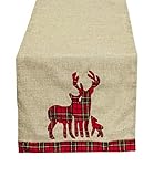 Fennco Styles Kissen mit Rüschen und Rüschen 16'x72' Table Runner Reindeer Family Table...