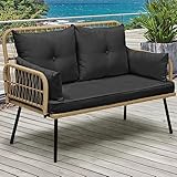 YITAHOME Polyrattan Gartenlounge Sofa Wetterfest, 2-Sitzer Gartenbank für...