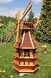 Deko-Shop-Hannusch Windmühle 3 stöckig kugelgelagert 1,40 m Bitum rot mit Beleuchtung...