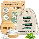 CHOOSE Zahnputztabletten mit Bambus Aufbewahrungsbox & Reisetasche | 12 Wochen...