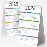 Tischaufstellkalender 2025/2026 – 2 Stück Tischkalender zum Aufstellen, 10x16 cm -...