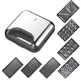 7 in1 Sandwichmaker 7 auswechselbare Platten Waffeleisen Kontaktgrill Elektrogrill...