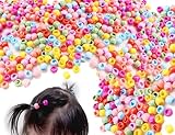 KAPSING 100 Stück Bunt Haarperlen zum Klipsen Haarclips Kunststoff Perlen Haare für...