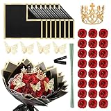 RANJIMA Glitzer-Rosenstrauß, DIY Glitzer Rote Rosen Künstlich Kunstrosen...