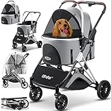 LOVPET® Hundewagen 3in1 Hundebuggy Hundebox Transporttasche 360° Große Räder Faltbar...