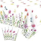 4 Stück Sommer Blumen Tischtuch Wilde Blumen Tischtuch Kunststoff Frühling...
