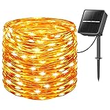 Solar Lichterkette Außen, 12+2M 120 LEDs, Wasserdicht mit 8 Leuchtmodis...