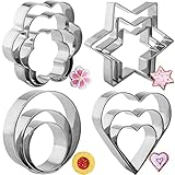 12-teiliges Ausstechformen, Backset, Herz, Blume, rund, Sternform, Kekse, Edelstahl,...