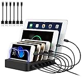 PRITEK USB Ladestation für Mehrere Geräte 6 Port USB Multi Ladestation Handy USB...