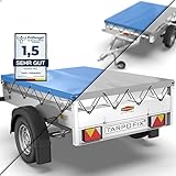 Tarpofix® Anhängerplane Flachplane 209x115x10 cm inkl. Planenseil - ECHTES PVC...