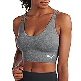 PUMA Damen Seamless Bra Sport-BH, Undurchsichtige, Meliert, Grau, Large