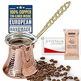 CRYSTALIA Premium Türkische Kaffeekanne Kupfer, Handgemachte Kupfer Cezve Kupferkanne...