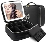 MOMIRA Reise-Make-up-Tasche Kosmetiktasche mit beleuchtetem Spiegel, Einstellbarer...