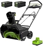Greenworks 80V Akku-Schneefräse mit 2 2Ah Akku und 8A Dual Slot Schnellladegerät,...