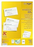 SIGEL LP795 bedruckbare Visitenkarten 3C, 100 Stück (10 Blatt), hochweiß, glatter...
