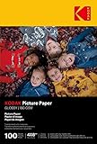 KODAK Picture Paper - Glänzendes Fotopapier, Pack mit 100 Blättern, Format A6 (10x15...