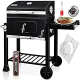 KESSER® Grill Grillwagen BBQ Smoker XL Holzkohlegrill mit Deckel, Rädern,...