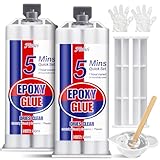 2K Epoxidkleber Extra Stark 100 ml - 5 Minuten Schnellhärtender Kraftkleber für Metall,...