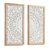 JUJOYBD Holz Ornament Wandbild Groß Wanddeko Wanddekoobjekt 57x57cm Bohostyle Wand...