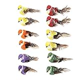 DemiawakingUK 12 bunte künstliche Vögel auf Clips, Federschaum-Vögel für...