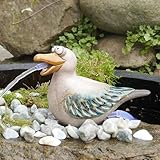 Keramik Möwen-Wasserspeier mit 1,8m Kabel & 2,5W Pumpe - Handbemalte Teichdeko - für...