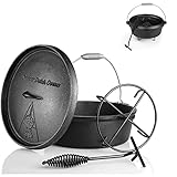 Dutch Oven, Gusseisen Kochtopf, Feuertopf,Bräter, ohne Beine, inkl....