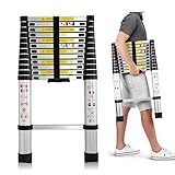 Alu Teleskopleiter 2,6M/3,2M/3,8M/4,4M Ausziehbare Leiter, Klappleiter Stehleiter...